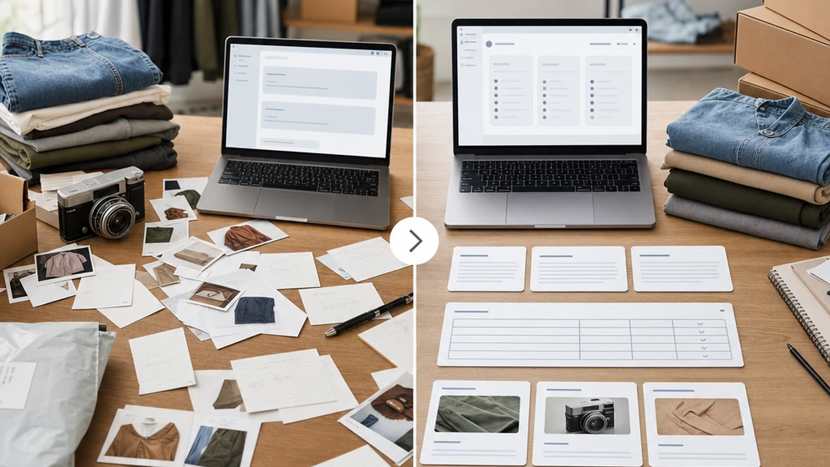 Before and after reseller content rewrite workspace with organized answer blocks