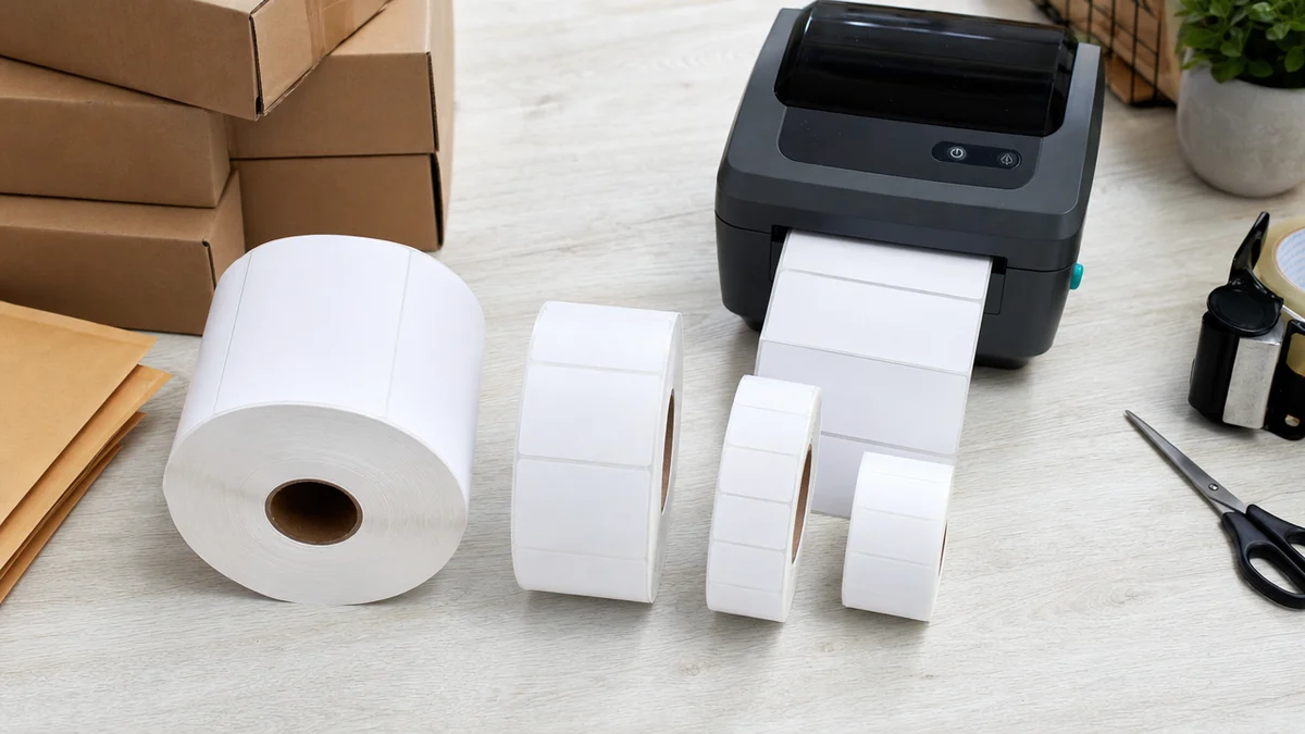 Thermal printer label rolls in different sizes